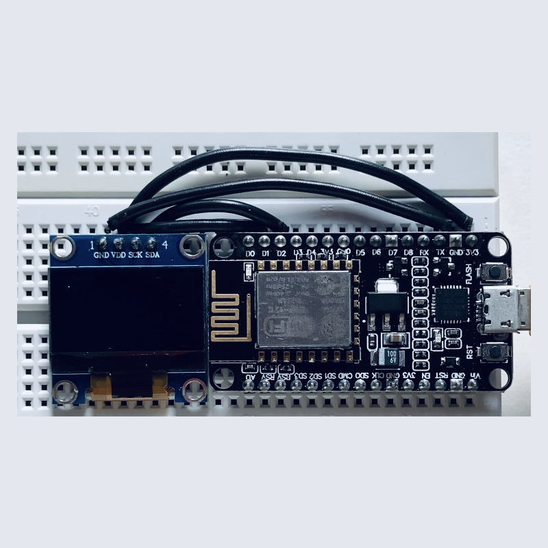 The components wired up on the breadboard